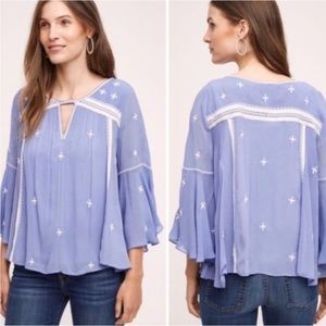 Anthropologie Floreat Embroidered Top